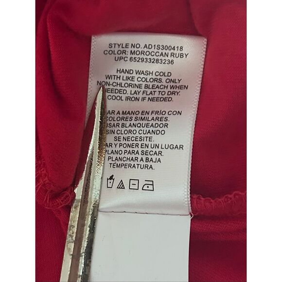 Adrianna Papell Lacey Crochet Overlay Tank Blouse Moroccan Ruby Red Sz L - Picture 6 of 8